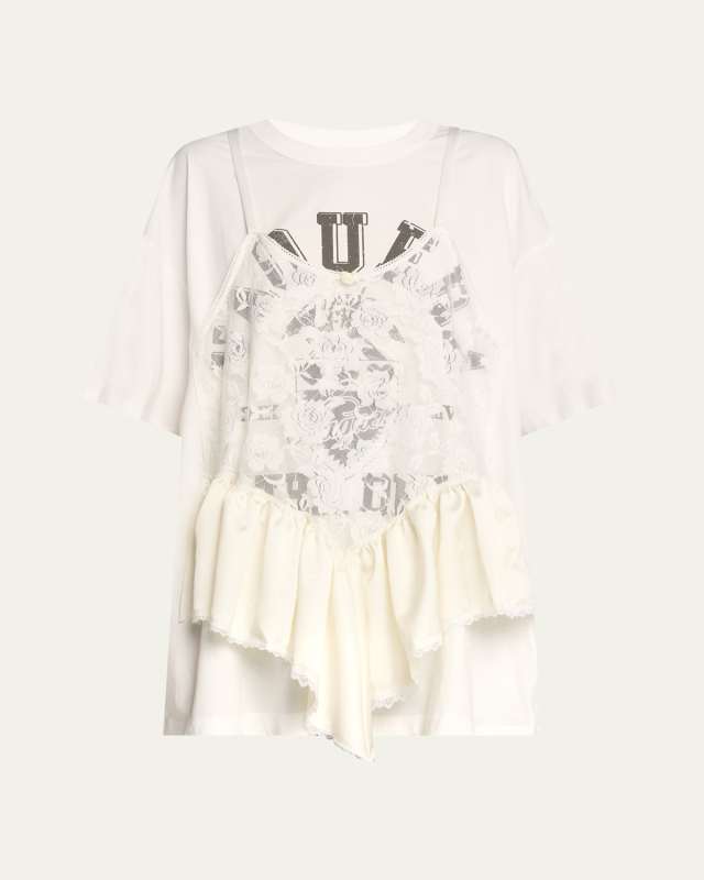 Lace Teddy Oversized Jersey Tee